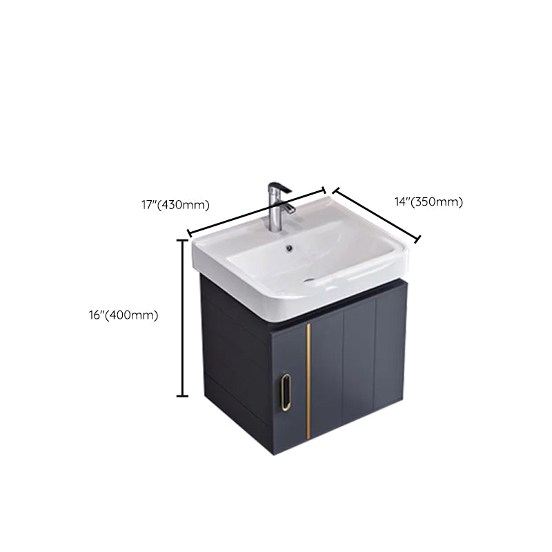 Glam Single Wall Mount Sink Vanity Gray Metal Base Rectangular Vanity Set Clearhalo 'Bathroom Remodel & Bathroom Fixtures' 'Bathroom Vanities' 'bathroom_vanities' 'Home Improvement' 'home_improvement' 'home_improvement_bathroom_vanities' 7327227