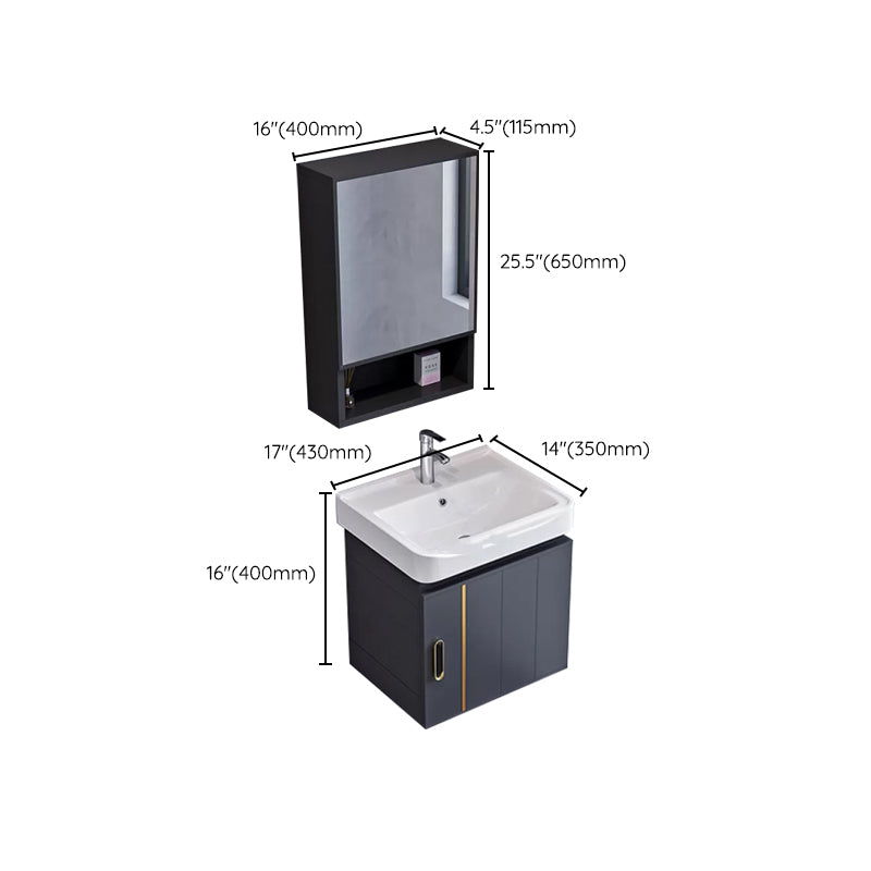 Glam Single Wall Mount Sink Vanity Gray Metal Base Rectangular Vanity Set Clearhalo 'Bathroom Remodel & Bathroom Fixtures' 'Bathroom Vanities' 'bathroom_vanities' 'Home Improvement' 'home_improvement' 'home_improvement_bathroom_vanities' 7327242