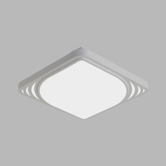 Simple LED Flush Mount Light White Square Ceiling Light Fixture with Metal Shade in Warm/White Light, 16.5"/20.5" Wide Clearhalo 'Ceiling Lights' 'Close To Ceiling Lights' 'Close to ceiling' 'Flush mount' Lighting' 732732