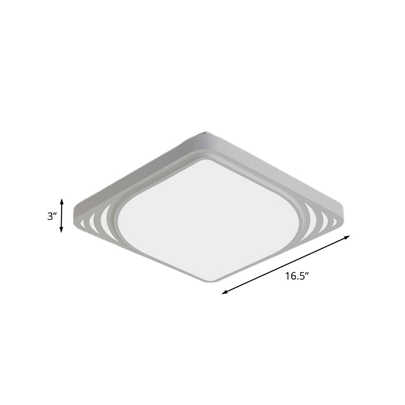 Simple LED Flush Mount Light White Square Ceiling Light Fixture with Metal Shade in Warm/White Light, 16.5"/20.5" Wide Clearhalo 'Ceiling Lights' 'Close To Ceiling Lights' 'Close to ceiling' 'Flush mount' Lighting' 732733