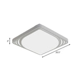 Simple LED Flush Mount Light White Square Ceiling Light Fixture with Metal Shade in Warm/White Light, 16.5"/20.5" Wide Clearhalo 'Ceiling Lights' 'Close To Ceiling Lights' 'Close to ceiling' 'Flush mount' Lighting' 732734