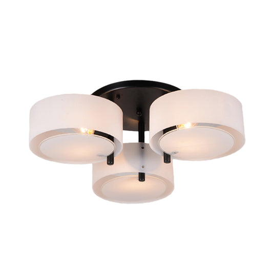 White Drum Shape Semi Flush Mount Modern 3-Head Acrylic Close to Ceiling Light for Living Room Clearhalo 'Ceiling Lights' 'Close To Ceiling Lights' 'Close to ceiling' 'Semi-flushmount' Lighting' 732742