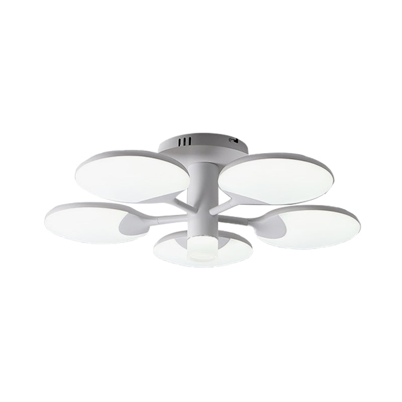 Modernism 5-Light Flush Light Fixture White Table Tennis Board LED Semi Ceiling Flush with Acrylic Shade Clearhalo 'Ceiling Lights' 'Close To Ceiling Lights' 'Close to ceiling' 'Semi-flushmount' Lighting' 732747