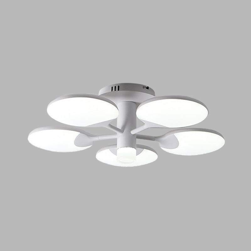 Modernism 5-Light Flush Light Fixture White Table Tennis Board LED Semi Ceiling Flush with Acrylic Shade Clearhalo 'Ceiling Lights' 'Close To Ceiling Lights' 'Close to ceiling' 'Semi-flushmount' Lighting' 732748