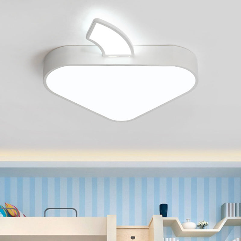 Triangle Apple Ceiling Flush Mount Modern Iron Child Bedroom LED Flushmount Lighting in White, 18"/21.5" Wide White Clearhalo 'Ceiling Lights' 'Close To Ceiling Lights' 'Close to ceiling' 'Flush mount' Lighting' 732764