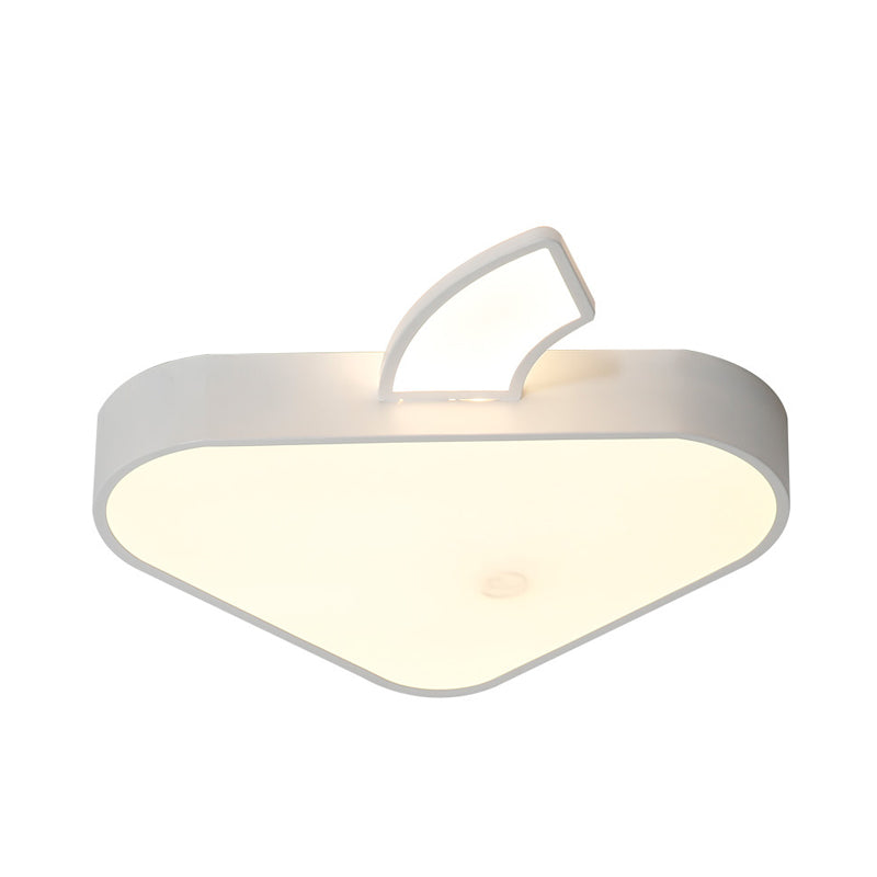 Triangle Apple Ceiling Flush Mount Modern Iron Child Bedroom LED Flushmount Lighting in White, 18"/21.5" Wide Clearhalo 'Ceiling Lights' 'Close To Ceiling Lights' 'Close to ceiling' 'Flush mount' Lighting' 732767