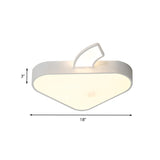 Triangle Apple Ceiling Flush Mount Modern Iron Child Bedroom LED Flushmount Lighting in White, 18"/21.5" Wide Clearhalo 'Ceiling Lights' 'Close To Ceiling Lights' 'Close to ceiling' 'Flush mount' Lighting' 732768