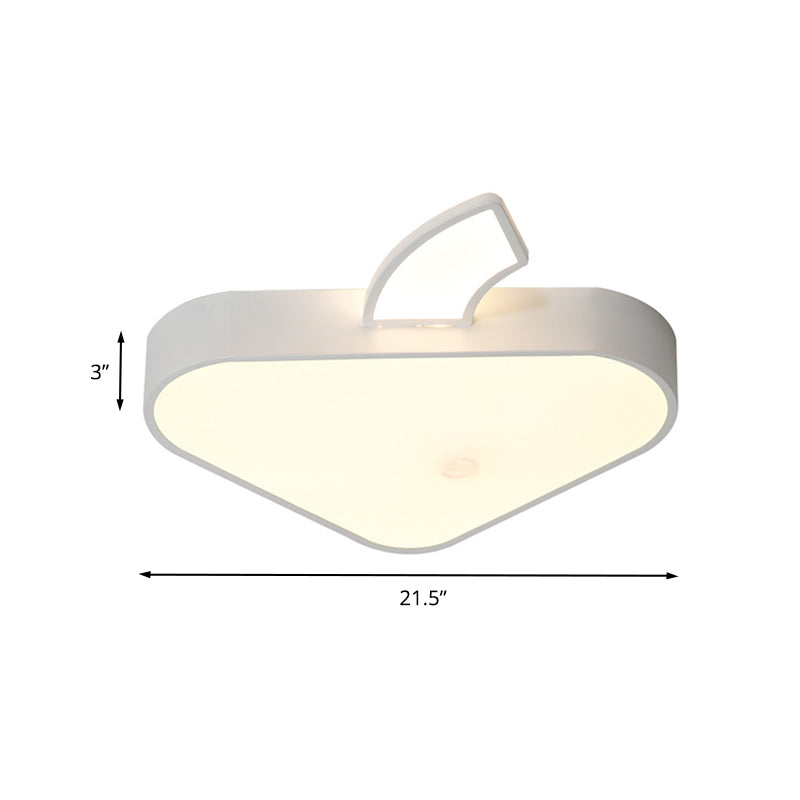 Triangle Apple Ceiling Flush Mount Modern Iron Child Bedroom LED Flushmount Lighting in White, 18"/21.5" Wide Clearhalo 'Ceiling Lights' 'Close To Ceiling Lights' 'Close to ceiling' 'Flush mount' Lighting' 732769