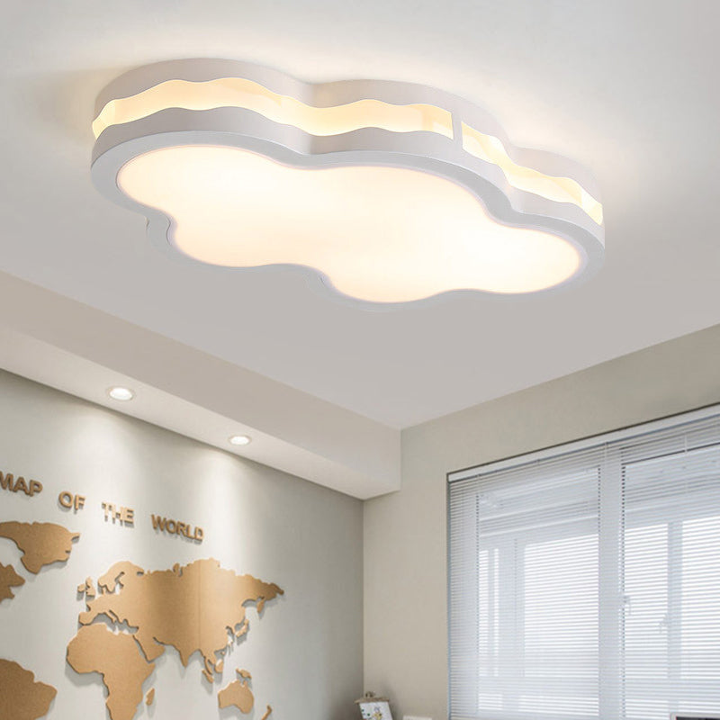 White Cloud Flush Mount Lighting Contemporary LED Iron Close to Ceiling Lamp in Warm/White Light for Children Bedroom, 26"/22.5" W Clearhalo 'Ceiling Lights' 'Close To Ceiling Lights' 'Close to ceiling' 'Flush mount' Lighting' 732771