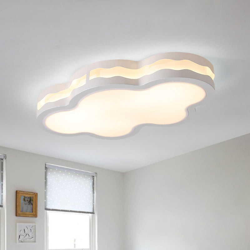 White Cloud Flush Mount Lighting Contemporary LED Iron Close to Ceiling Lamp in Warm/White Light for Children Bedroom, 26"/22.5" W Clearhalo 'Ceiling Lights' 'Close To Ceiling Lights' 'Close to ceiling' 'Flush mount' Lighting' 732772