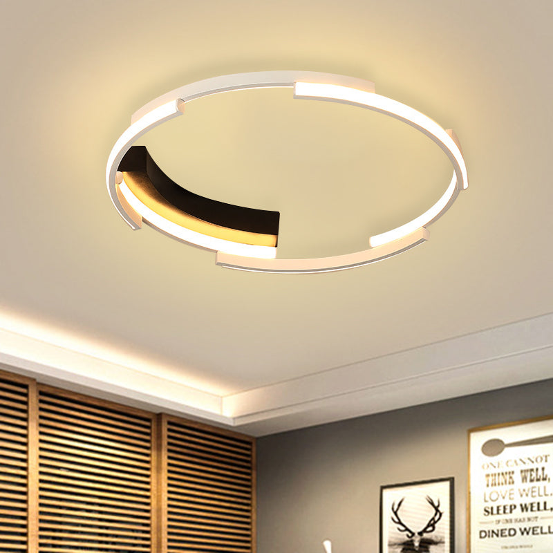 Acrylic Spliced Ring Flush Light Simple 16.5"/19.5" Dia LED Flush Mount in White and Black for Bedroom, White/Warm Light Black-White Clearhalo 'Ceiling Lights' 'Close To Ceiling Lights' 'Close to ceiling' 'Flush mount' Lighting' 732776