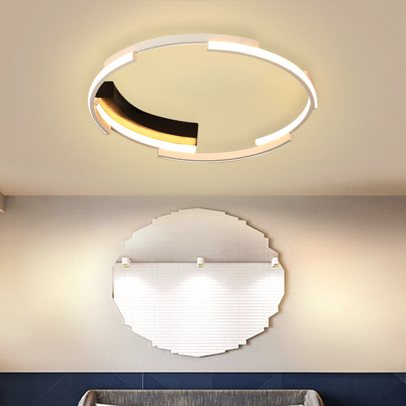 Acrylic Spliced Ring Flush Light Simple 16.5"/19.5" Dia LED Flush Mount in White and Black for Bedroom, White/Warm Light Clearhalo 'Ceiling Lights' 'Close To Ceiling Lights' 'Close to ceiling' 'Flush mount' Lighting' 732777