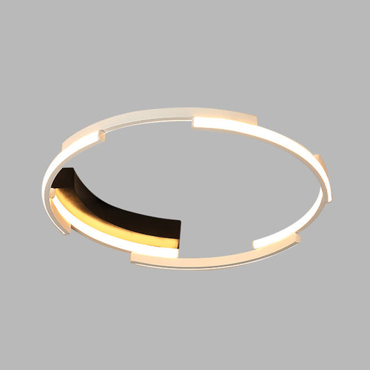 Acrylic Spliced Ring Flush Light Simple 16.5"/19.5" Dia LED Flush Mount in White and Black for Bedroom, White/Warm Light Clearhalo 'Ceiling Lights' 'Close To Ceiling Lights' 'Close to ceiling' 'Flush mount' Lighting' 732779