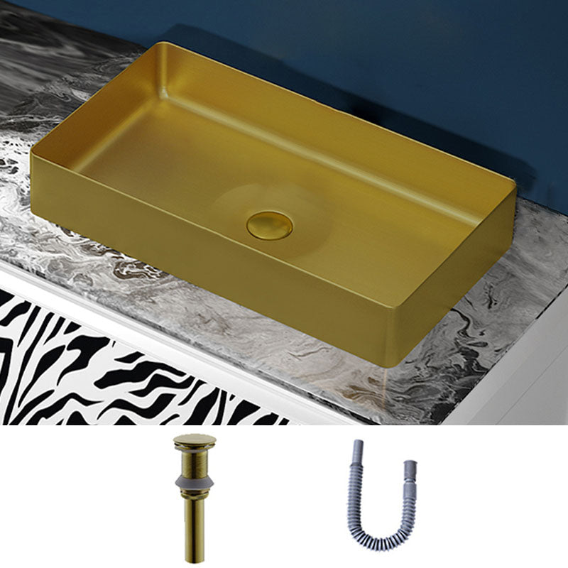 Modern Bathroom Sink with Pop-Up Drain Rectangular Metal Vessel Bathroom Sink Antique Brass Unavailiable Sink Clearhalo 'Bathroom Remodel & Bathroom Fixtures' 'Bathroom Sinks & Faucet Components' 'Bathroom Sinks' 'bathroom_sink' 'Home Improvement' 'home_improvement' 'home_improvement_bathroom_sink' 7327865