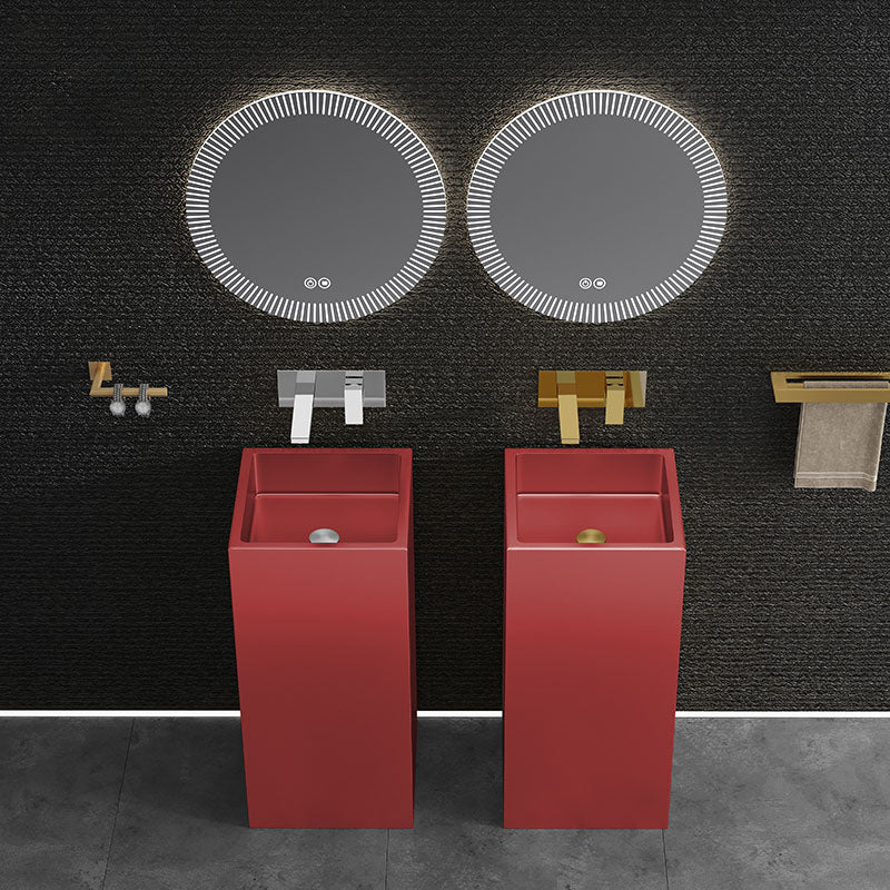 Contemporary Bathroom Sink with Pop-Up Drain Rectangular Metal Pedestal Bathroom Sink Clearhalo 'Bathroom Remodel & Bathroom Fixtures' 'Bathroom Sinks & Faucet Components' 'Bathroom Sinks' 'bathroom_sink' 'Home Improvement' 'home_improvement' 'home_improvement_bathroom_sink' 7327874