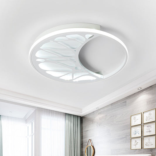 Acrylic Moon Shape Flush Light Contemporary LED Ceiling Flush in White for Bedroom, 16"/19.5" Wide Clearhalo 'Ceiling Lights' 'Close To Ceiling Lights' 'Close to ceiling' 'Flush mount' Lighting' 732790