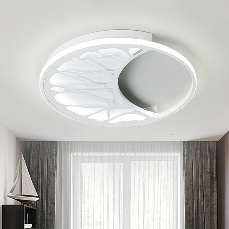 Acrylic Moon Shape Flush Light Contemporary LED Ceiling Flush in White for Bedroom, 16"/19.5" Wide Clearhalo 'Ceiling Lights' 'Close To Ceiling Lights' 'Close to ceiling' 'Flush mount' Lighting' 732791