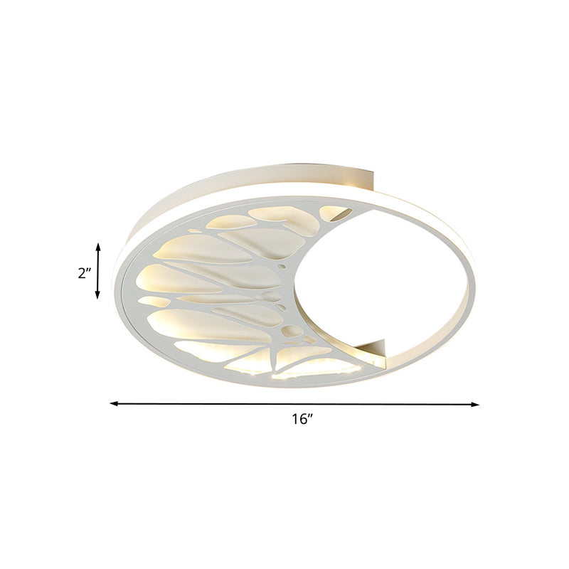 Acrylic Moon Shape Flush Light Contemporary LED Ceiling Flush in White for Bedroom, 16"/19.5" Wide Clearhalo 'Ceiling Lights' 'Close To Ceiling Lights' 'Close to ceiling' 'Flush mount' Lighting' 732793