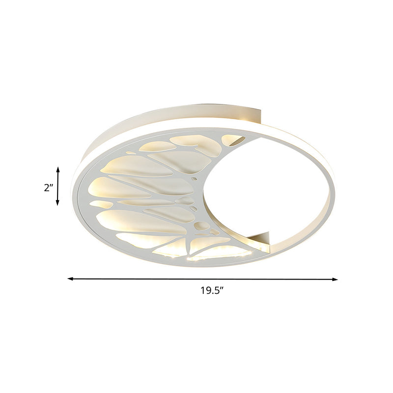 Acrylic Moon Shape Flush Light Contemporary LED Ceiling Flush in White for Bedroom, 16"/19.5" Wide Clearhalo 'Ceiling Lights' 'Close To Ceiling Lights' 'Close to ceiling' 'Flush mount' Lighting' 732794