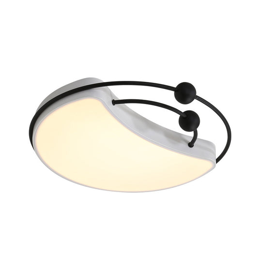 Minimalist Moon Flush Mount Light Fixture LED Metal Ceiling Lamp in White and Black with Recessed Diffuser, White/Warm Light Clearhalo 'Ceiling Lights' 'Close To Ceiling Lights' 'Close to ceiling' 'Flush mount' Lighting' 732798