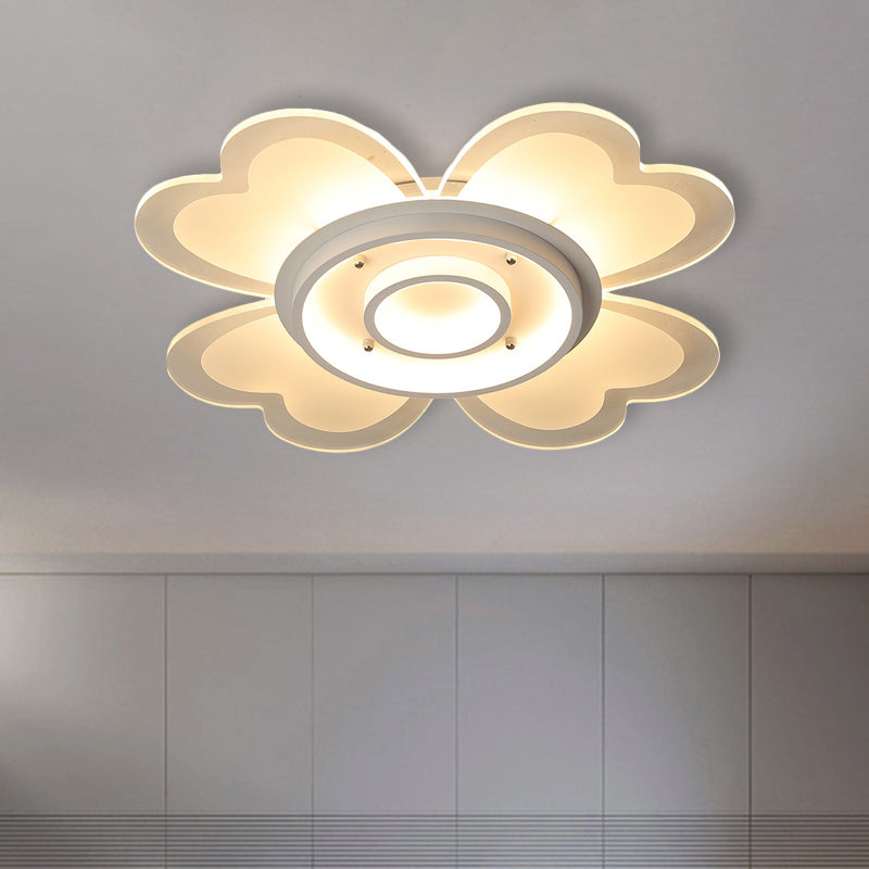 Flower Flush-Mount Light Fixture Modernism Acrylic 16"/19.5" W LED White Ceiling Lamp in Warm/White Light Clearhalo 'Ceiling Lights' 'Close To Ceiling Lights' 'Close to ceiling' 'Flush mount' Lighting' 732825