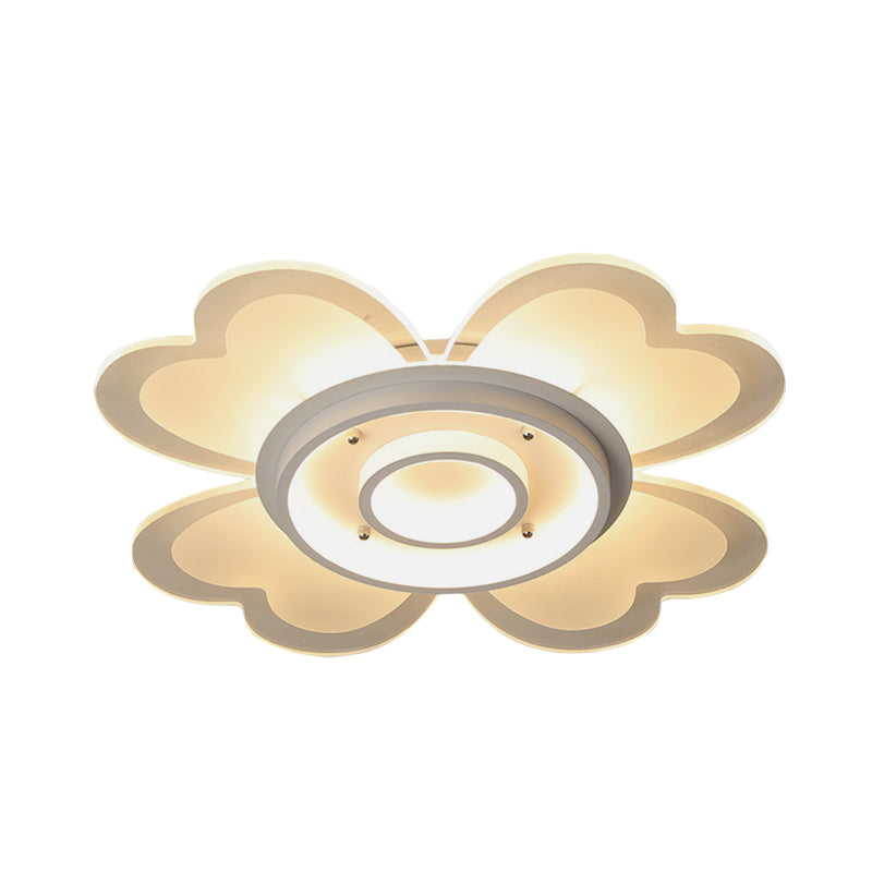 Flower Flush-Mount Light Fixture Modernism Acrylic 16"/19.5" W LED White Ceiling Lamp in Warm/White Light Clearhalo 'Ceiling Lights' 'Close To Ceiling Lights' 'Close to ceiling' 'Flush mount' Lighting' 732826