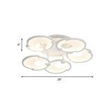 White Floral Semi Flushmount Lighting Modern LED Acrylic Flush Mount Ceiling Fixture in White/Warm Light Clearhalo 'Ceiling Lights' 'Close To Ceiling Lights' 'Close to ceiling' 'Semi-flushmount' Lighting' 732839