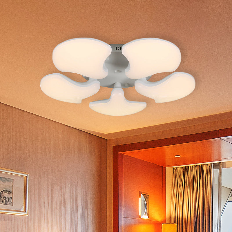 3/5 Heads Bedroom Flush Lighting Modernism White LED Ceiling Mounted Fixture with Shell Acrylic Shade, 23.5"/27.5" Wide Clearhalo 'Ceiling Lights' 'Close To Ceiling Lights' 'Close to ceiling' 'Flush mount' Lighting' 732846