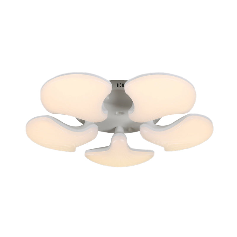 3/5 Heads Bedroom Flush Lighting Modernism White LED Ceiling Mounted Fixture with Shell Acrylic Shade, 23.5"/27.5" Wide Clearhalo 'Ceiling Lights' 'Close To Ceiling Lights' 'Close to ceiling' 'Flush mount' Lighting' 732847