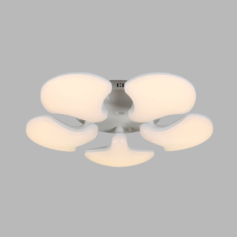 3/5 Heads Bedroom Flush Lighting Modernism White LED Ceiling Mounted Fixture with Shell Acrylic Shade, 23.5"/27.5" Wide Clearhalo 'Ceiling Lights' 'Close To Ceiling Lights' 'Close to ceiling' 'Flush mount' Lighting' 732848