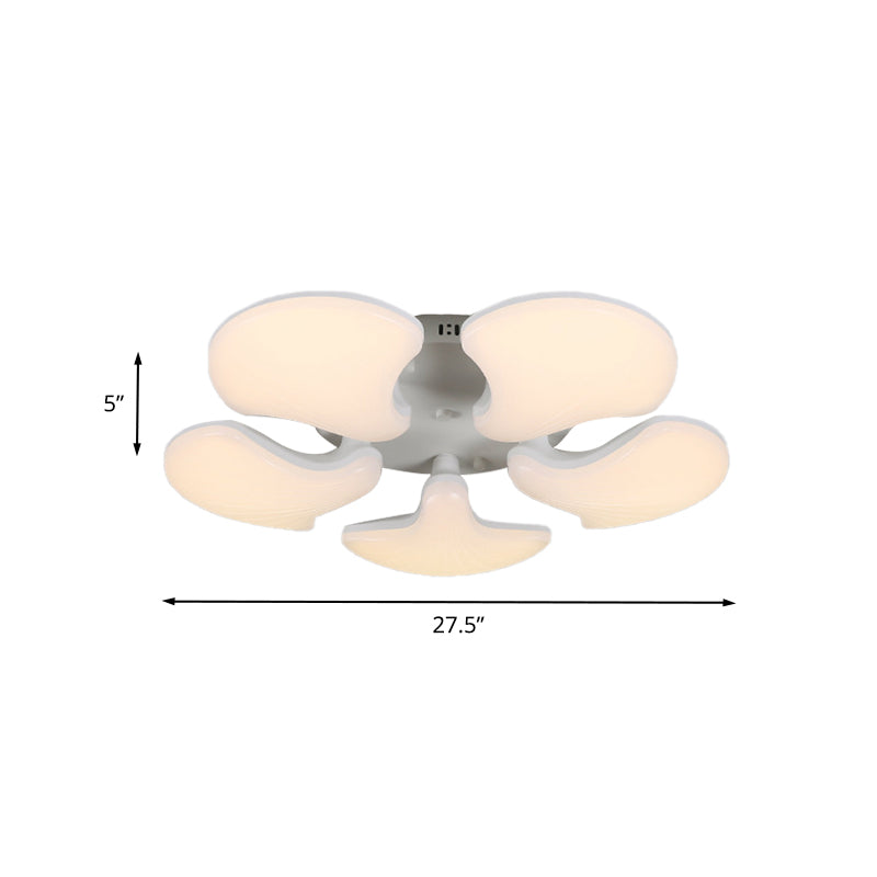 3/5 Heads Bedroom Flush Lighting Modernism White LED Ceiling Mounted Fixture with Shell Acrylic Shade, 23.5"/27.5" Wide Clearhalo 'Ceiling Lights' 'Close To Ceiling Lights' 'Close to ceiling' 'Flush mount' Lighting' 732849