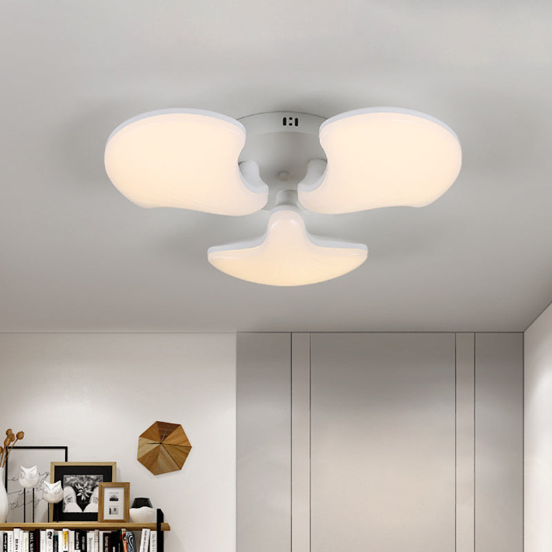 3/5 Heads Bedroom Flush Lighting Modernism White LED Ceiling Mounted Fixture with Shell Acrylic Shade, 23.5"/27.5" Wide Clearhalo 'Ceiling Lights' 'Close To Ceiling Lights' 'Close to ceiling' 'Flush mount' Lighting' 732851