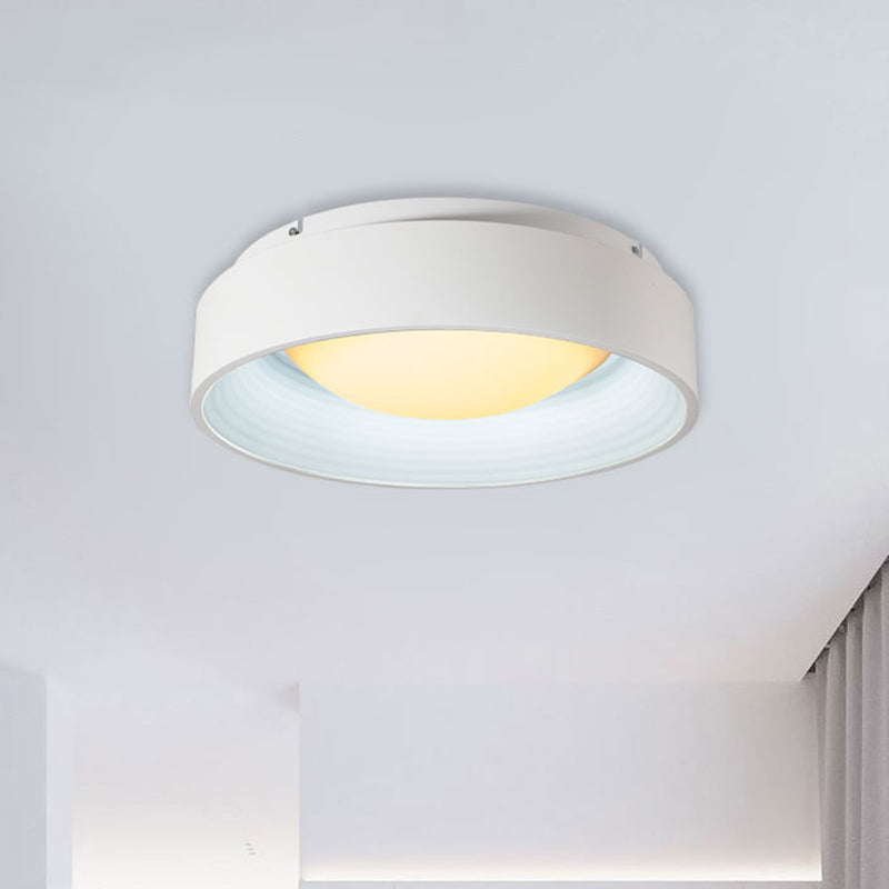 Modern Drum Flush Mount Lighting Acrylic LED Bedroom Close to Ceiling Lamp in White, 18"/23.5" Dia Clearhalo 'Ceiling Lights' 'Close To Ceiling Lights' 'Close to ceiling' 'Flush mount' Lighting' 732855