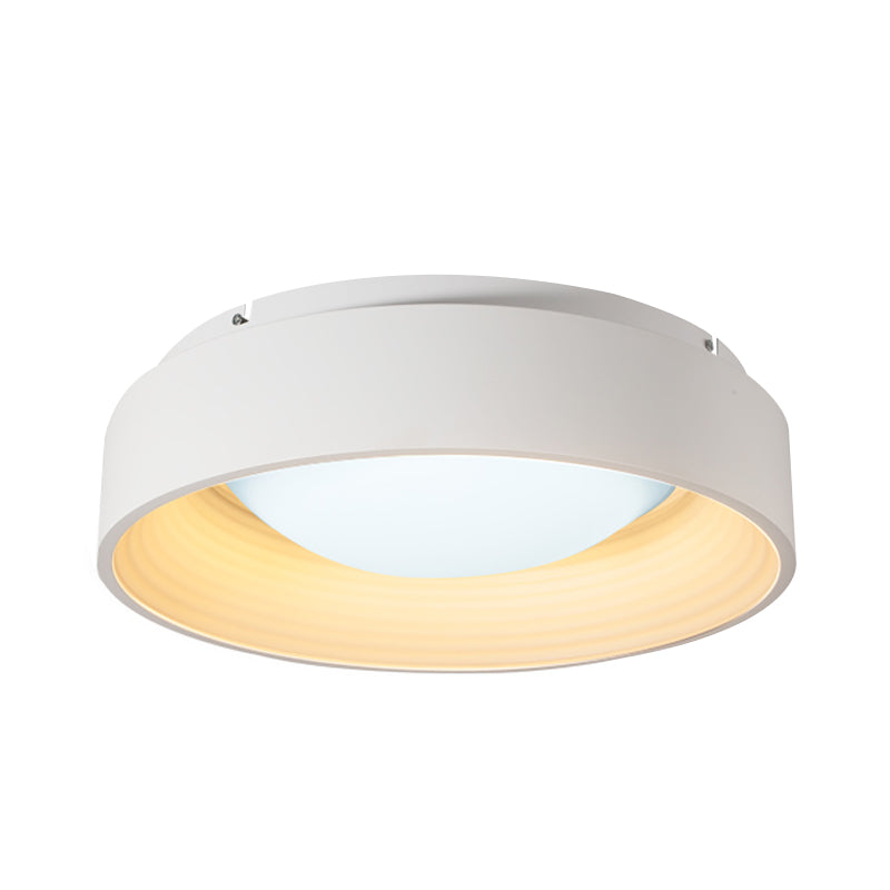 Modern Drum Flush Mount Lighting Acrylic LED Bedroom Close to Ceiling Lamp in White, 18"/23.5" Dia Clearhalo 'Ceiling Lights' 'Close To Ceiling Lights' 'Close to ceiling' 'Flush mount' Lighting' 732857