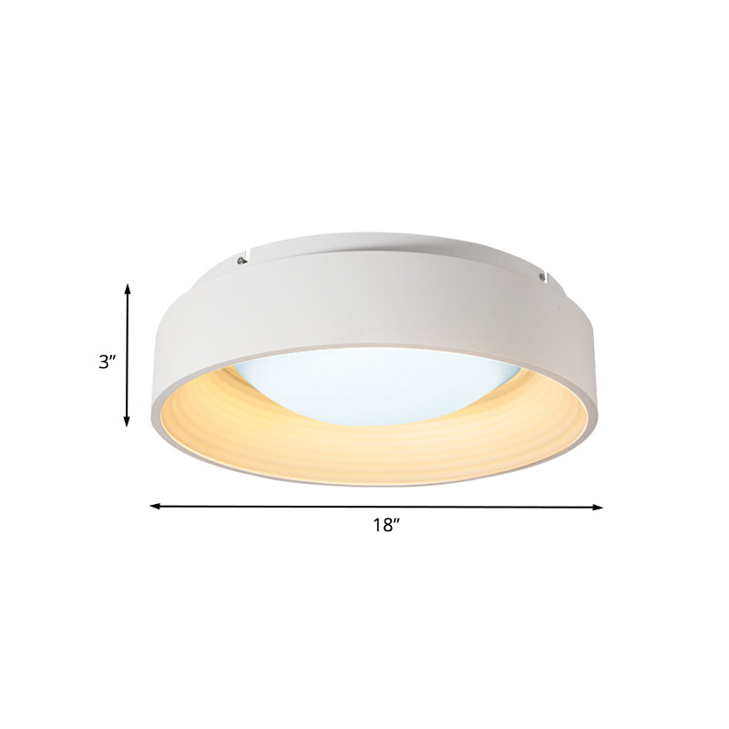 Modern Drum Flush Mount Lighting Acrylic LED Bedroom Close to Ceiling Lamp in White, 18"/23.5" Dia Clearhalo 'Ceiling Lights' 'Close To Ceiling Lights' 'Close to ceiling' 'Flush mount' Lighting' 732858