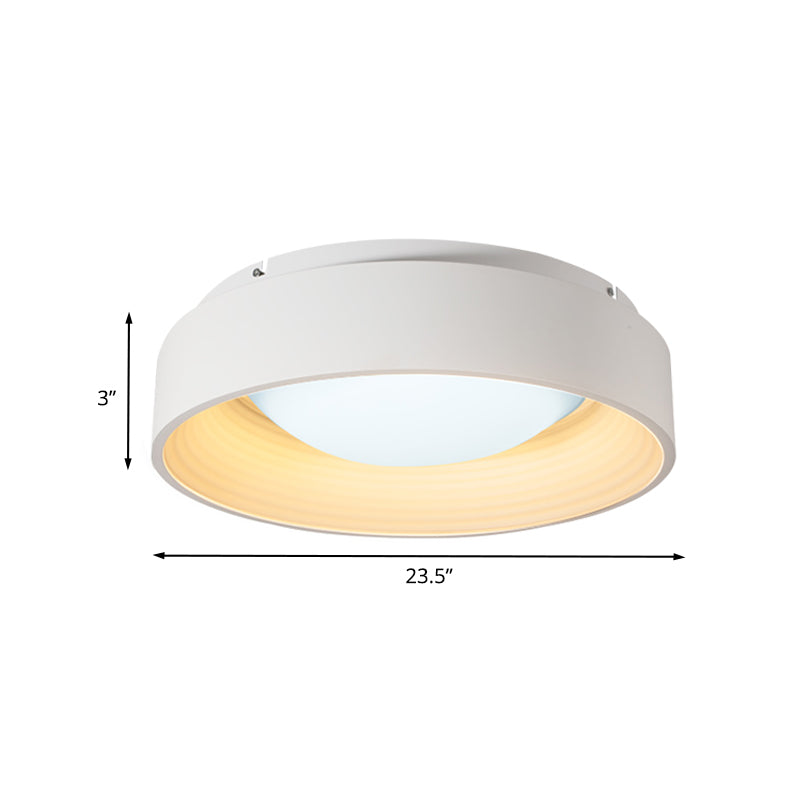 Modern Drum Flush Mount Lighting Acrylic LED Bedroom Close to Ceiling Lamp in White, 18"/23.5" Dia Clearhalo 'Ceiling Lights' 'Close To Ceiling Lights' 'Close to ceiling' 'Flush mount' Lighting' 732859