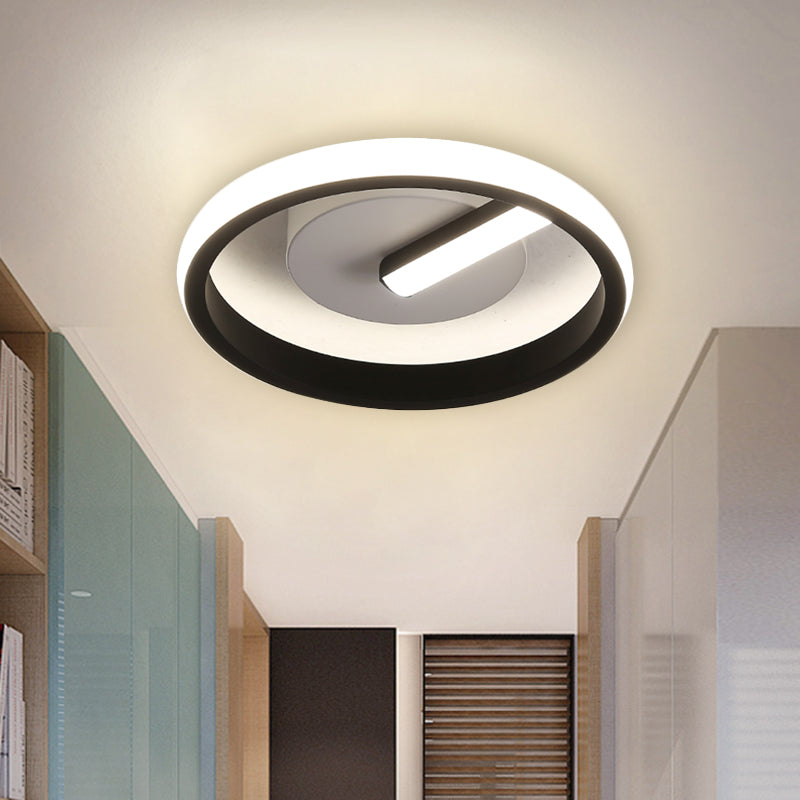 Acrylic Halo Ring Flush Light Fixture Simple LED Flushmount Lamp in Black for Corridor, White/Warm Light Black Clearhalo 'Ceiling Lights' 'Close To Ceiling Lights' 'Close to ceiling' 'Flush mount' Lighting' 732860