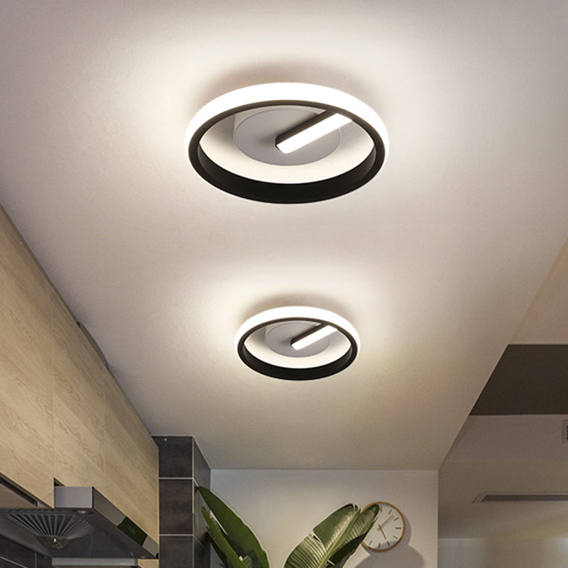 Acrylic Halo Ring Flush Light Fixture Simple LED Flushmount Lamp in Black for Corridor, White/Warm Light Clearhalo 'Ceiling Lights' 'Close To Ceiling Lights' 'Close to ceiling' 'Flush mount' Lighting' 732861