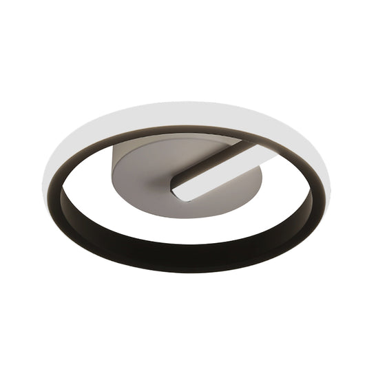 Acrylic Halo Ring Flush Light Fixture Simple LED Flushmount Lamp in Black for Corridor, White/Warm Light Clearhalo 'Ceiling Lights' 'Close To Ceiling Lights' 'Close to ceiling' 'Flush mount' Lighting' 732862