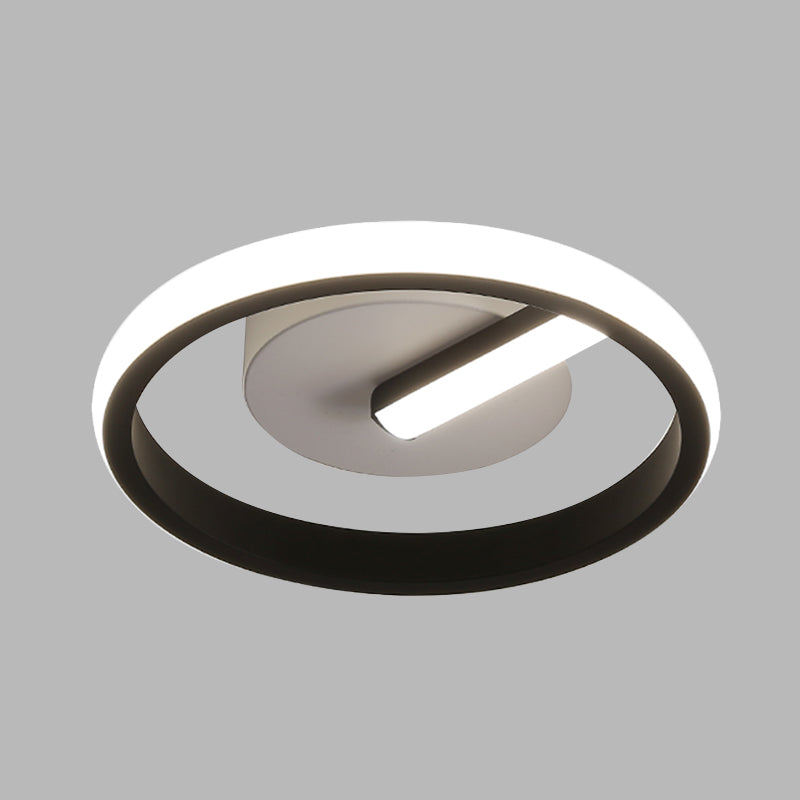 Acrylic Halo Ring Flush Light Fixture Simple LED Flushmount Lamp in Black for Corridor, White/Warm Light Clearhalo 'Ceiling Lights' 'Close To Ceiling Lights' 'Close to ceiling' 'Flush mount' Lighting' 732863