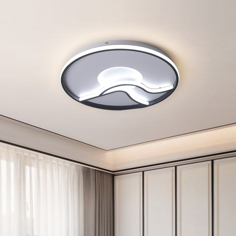 Minimalist LED Flush Ceiling Light Black Finish Round Flush Mounted Lamp in White/Warm Light for Bedroom, 16.5"/20.5" Wide Clearhalo 'Ceiling Lights' 'Close To Ceiling Lights' 'Close to ceiling' 'Flush mount' Lighting' 732867