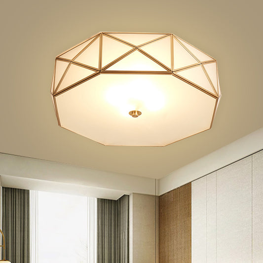 Opal Glass Geometric Drum Flush Lighting Modern 4/5 Lights Brass Finish Flush Mount Lamp, 16.5"/20.5" Width Clearhalo 'Ceiling Lights' 'Close To Ceiling Lights' 'Close to ceiling' 'Flush mount' Lighting' 732883