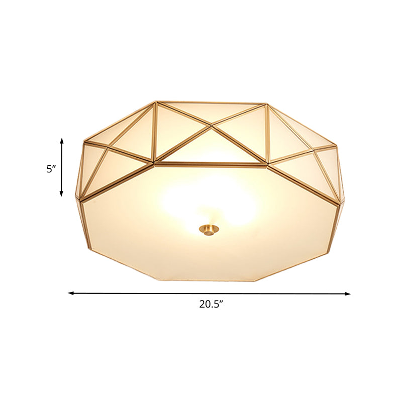 Opal Glass Geometric Drum Flush Lighting Modern 4/5 Lights Brass Finish Flush Mount Lamp, 16.5"/20.5" Width Clearhalo 'Ceiling Lights' 'Close To Ceiling Lights' 'Close to ceiling' 'Flush mount' Lighting' 732887