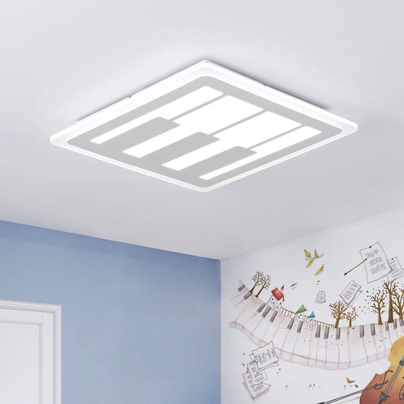 Acrylic Square Flushmount Modernism LED White Flush Mount Ceiling Light in Warm/White Light with Piano Key Pattern White Clearhalo 'Ceiling Lights' 'Close To Ceiling Lights' 'Close to ceiling' 'Flush mount' Lighting' 732888