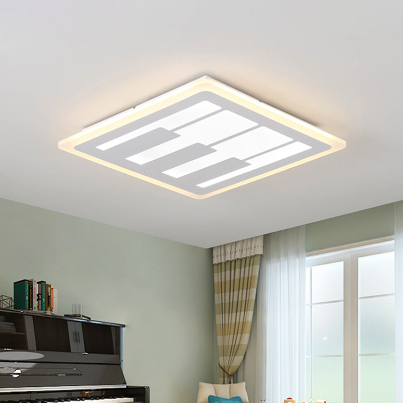 Acrylic Square Flushmount Modernism LED White Flush Mount Ceiling Light in Warm/White Light with Piano Key Pattern Clearhalo 'Ceiling Lights' 'Close To Ceiling Lights' 'Close to ceiling' 'Flush mount' Lighting' 732889