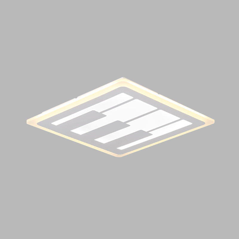 Acrylic Square Flushmount Modernism LED White Flush Mount Ceiling Light in Warm/White Light with Piano Key Pattern Clearhalo 'Ceiling Lights' 'Close To Ceiling Lights' 'Close to ceiling' 'Flush mount' Lighting' 732891