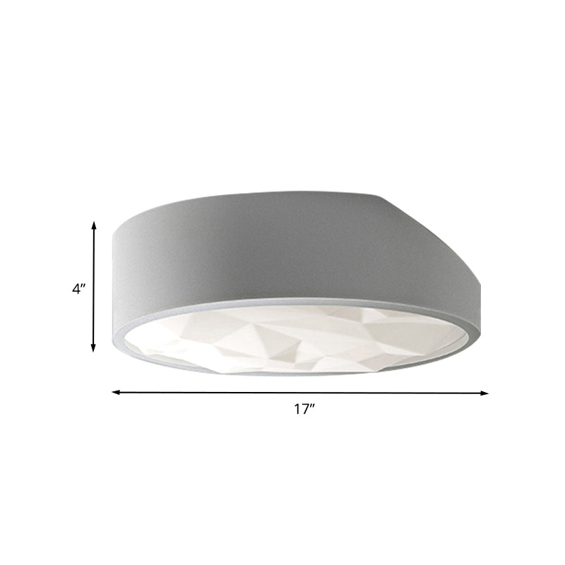 Minimalist Drum Flush Mount Lighting Metal 17"/21" Wide LED Living Room Flush Ceiling Lamp in White Clearhalo 'Ceiling Lights' 'Close To Ceiling Lights' 'Close to ceiling' 'Flush mount' Lighting' 732897