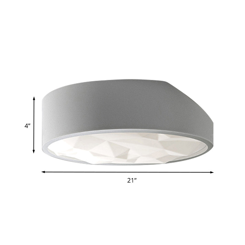 Minimalist Drum Flush Mount Lighting Metal 17"/21" Wide LED Living Room Flush Ceiling Lamp in White Clearhalo 'Ceiling Lights' 'Close To Ceiling Lights' 'Close to ceiling' 'Flush mount' Lighting' 732898