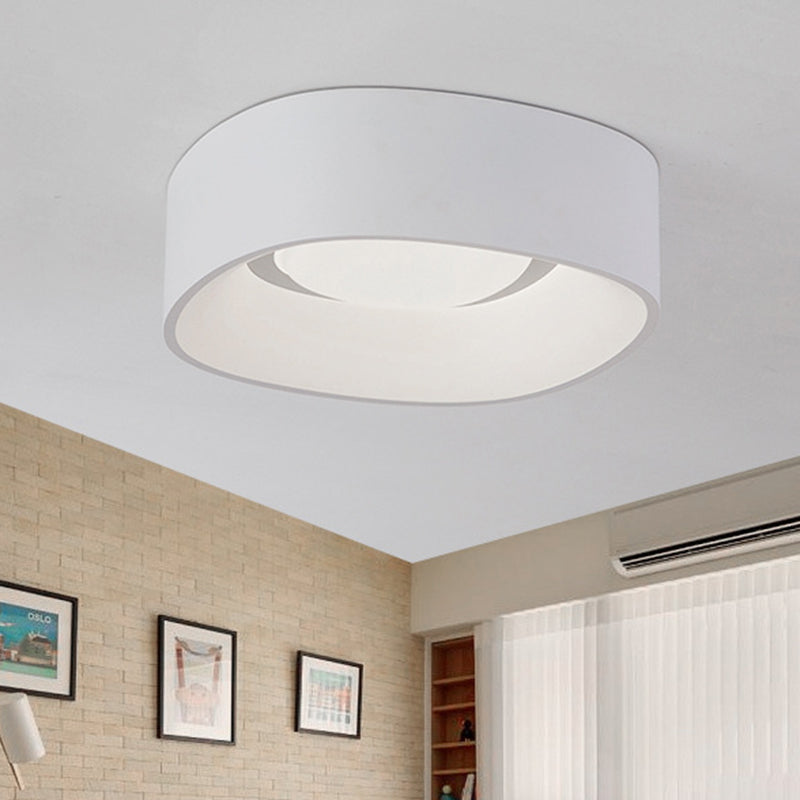 Simple LED Flush Mount Ceiling Light White Squared Flushmount Light with Metallic Shade, 19"/23" W White Clearhalo 'Ceiling Lights' 'Close To Ceiling Lights' 'Close to ceiling' Lighting' 732899