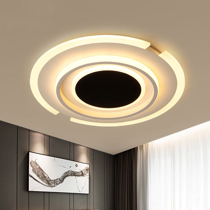 Folding Circle Flush Light Fixture Contemporary Acrylic 16.5"/20.5" Wide LED Bedroom Flush Mount Lamp in Black and White Black-White Clearhalo 'Ceiling Lights' 'Close To Ceiling Lights' 'Close to ceiling' 'Flush mount' Lighting' 732915